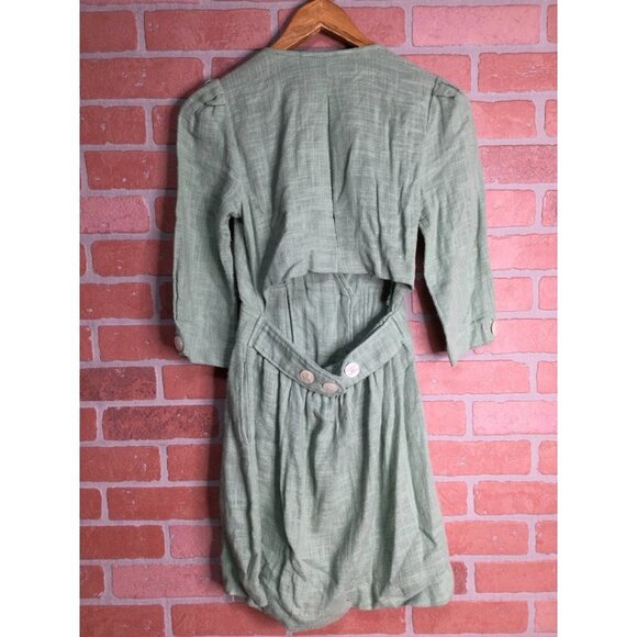 Free People Women's Madeline Double Breasted Mini Dress Plunging V-Neck Green XS - Picture 5 of 6